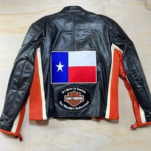 Leather King Mens 42 Motorcycle Jacket Harley Davidson Texas Patch Thinsulate